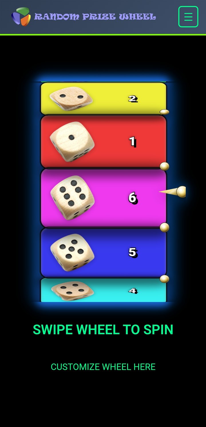 Mobile dice wheel with die-face images