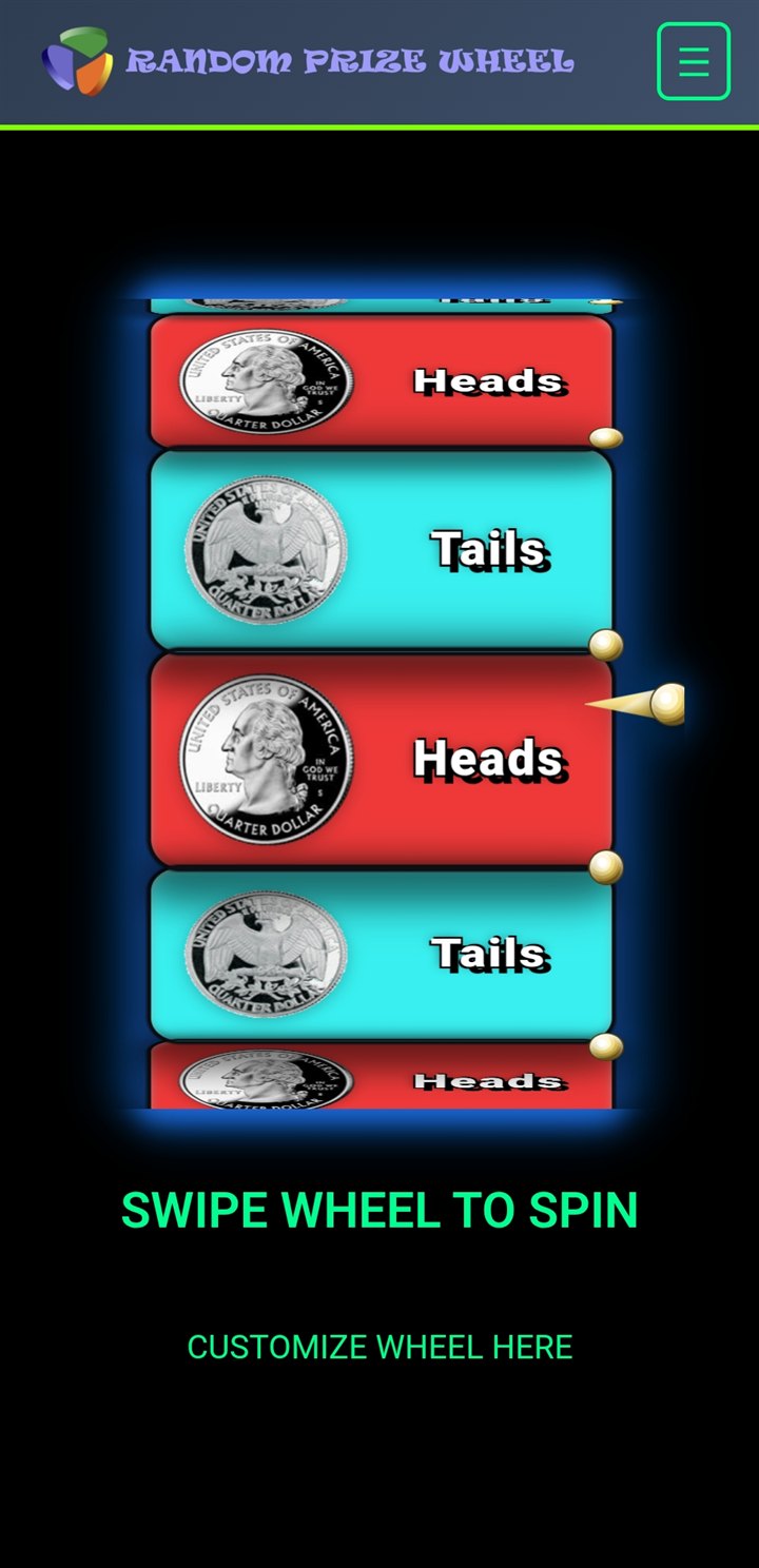 Mobile Heads / Tails wheel with coin images